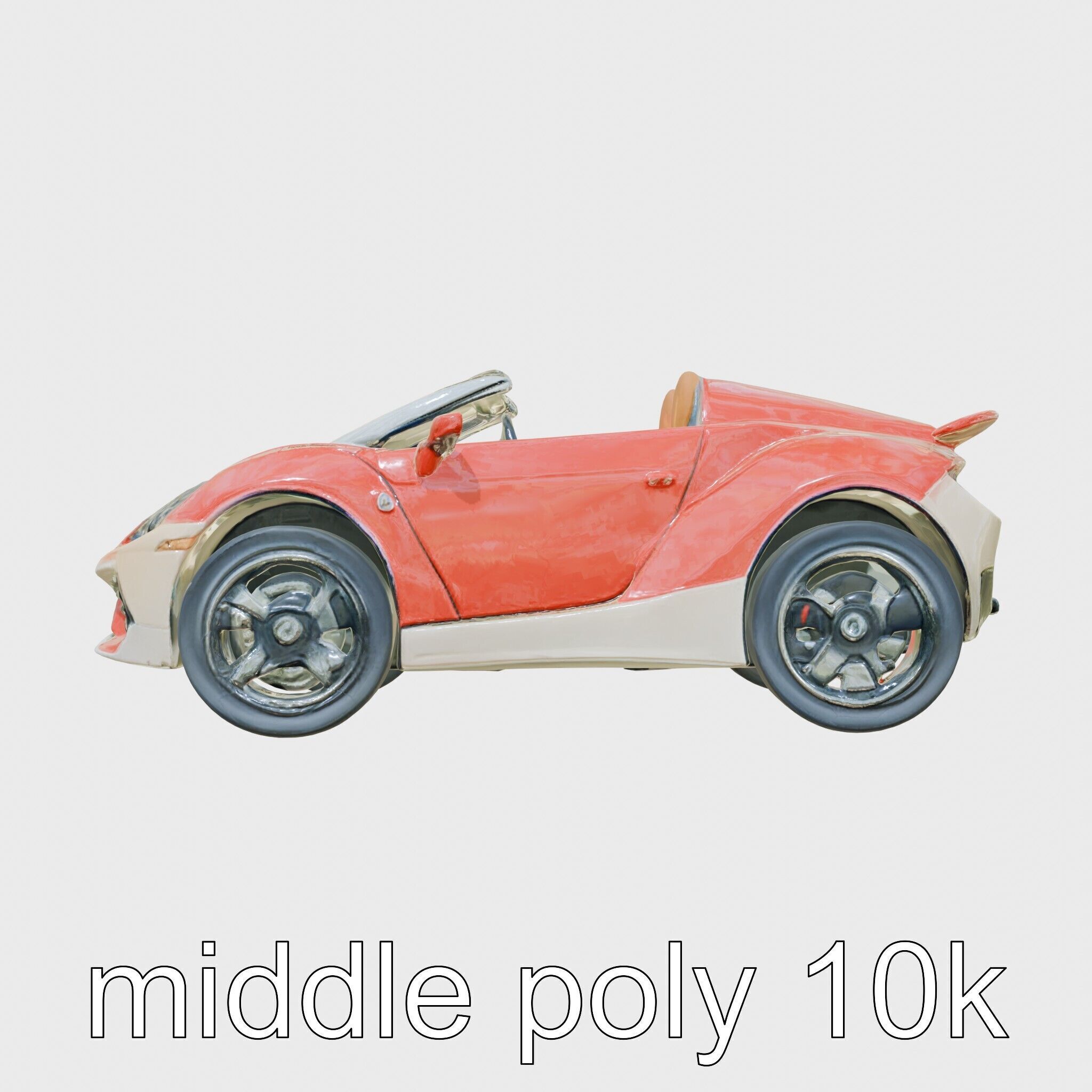 Futuristic Convertible Car Model with Aerodynamic Design Low-poly 3D model_13