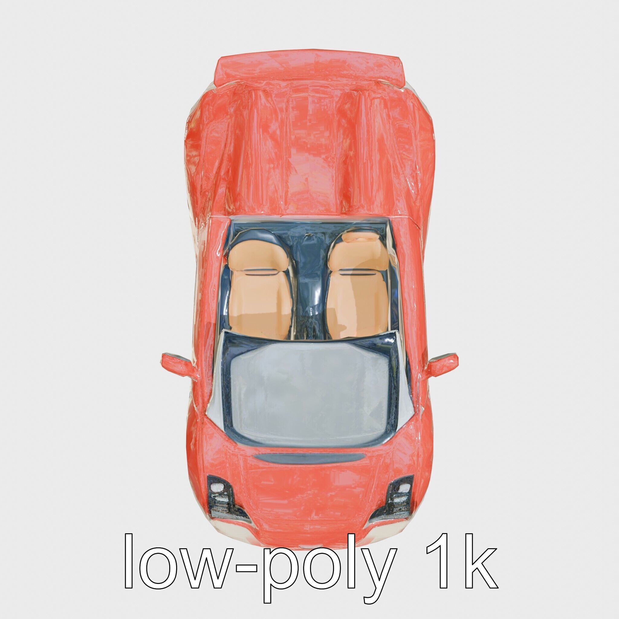 Futuristic Convertible Car Model with Aerodynamic Design Low-poly 3D model_23