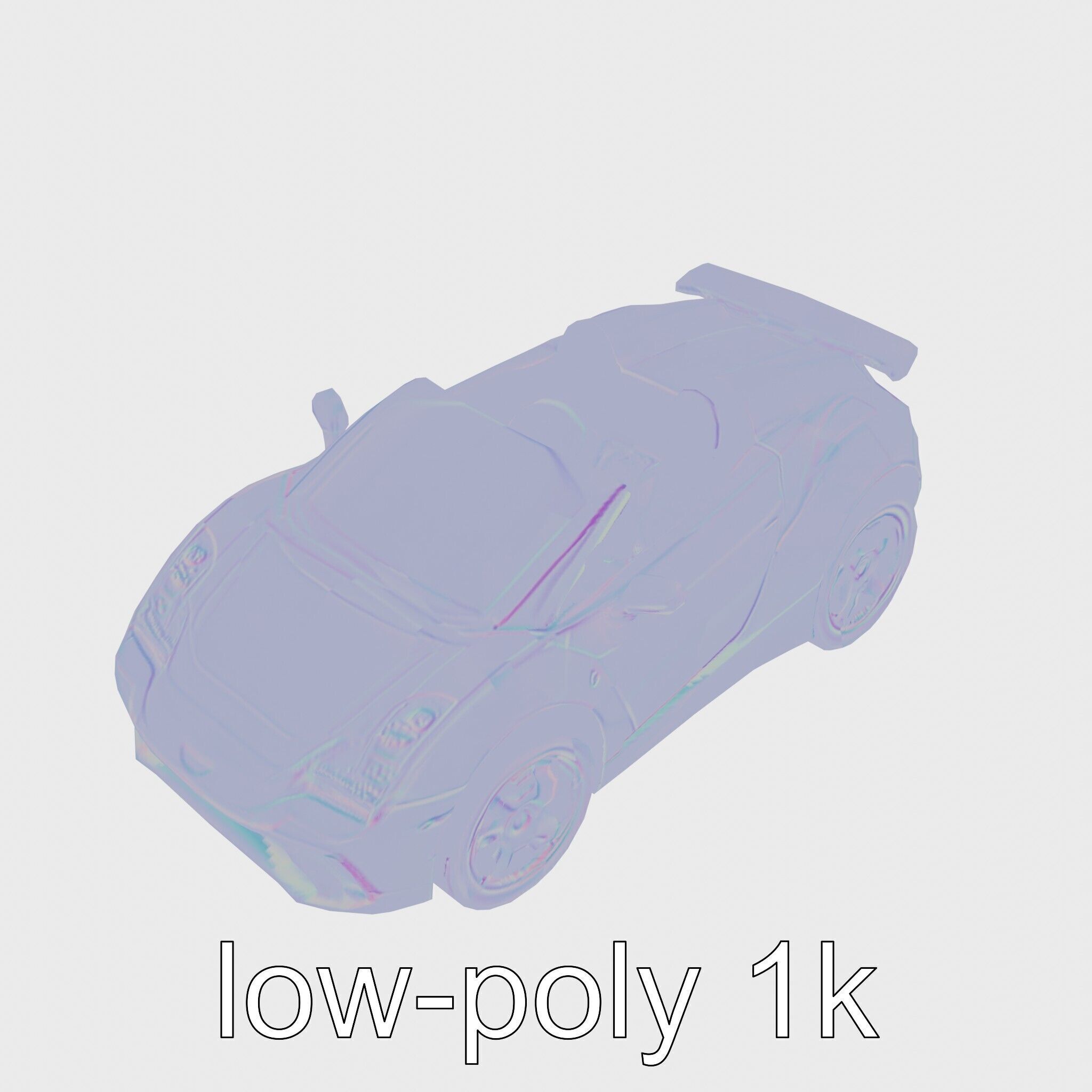 Futuristic Convertible Car Model with Aerodynamic Design Low-poly 3D model_20