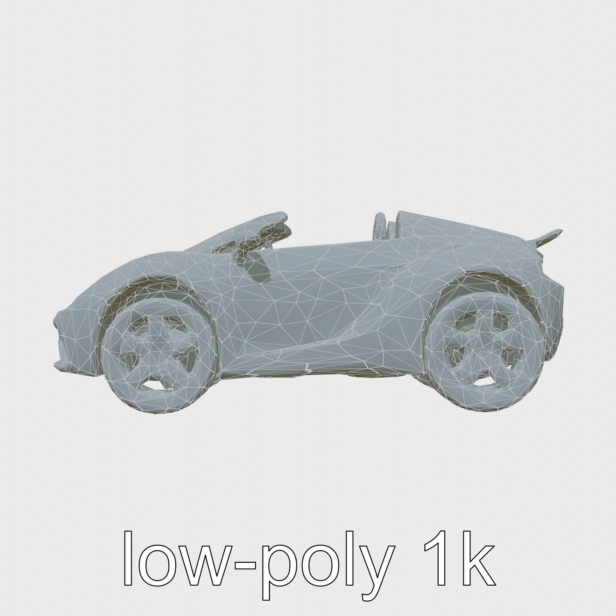 Futuristic Convertible Car Model with Aerodynamic Design Low-poly 3D model_15