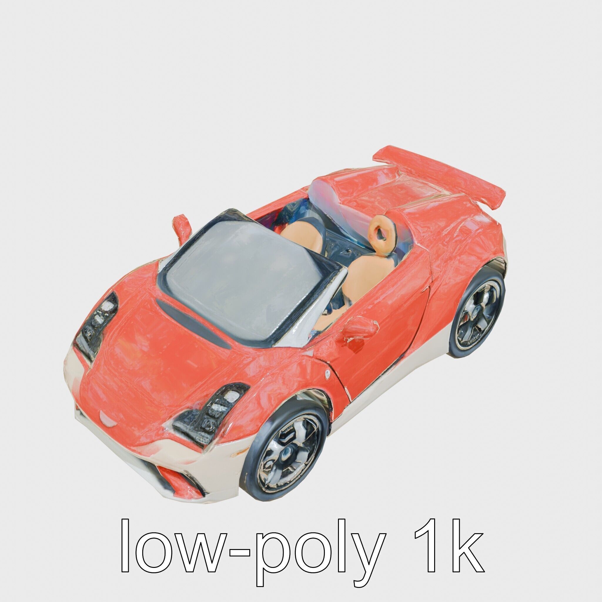 Futuristic Convertible Car Model with Aerodynamic Design Low-poly 3D model_9