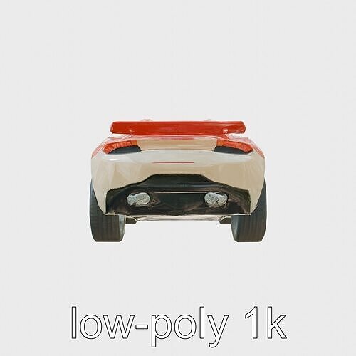 Futuristic Convertible Car Model with Aerodynamic Design Low-poly 3D model