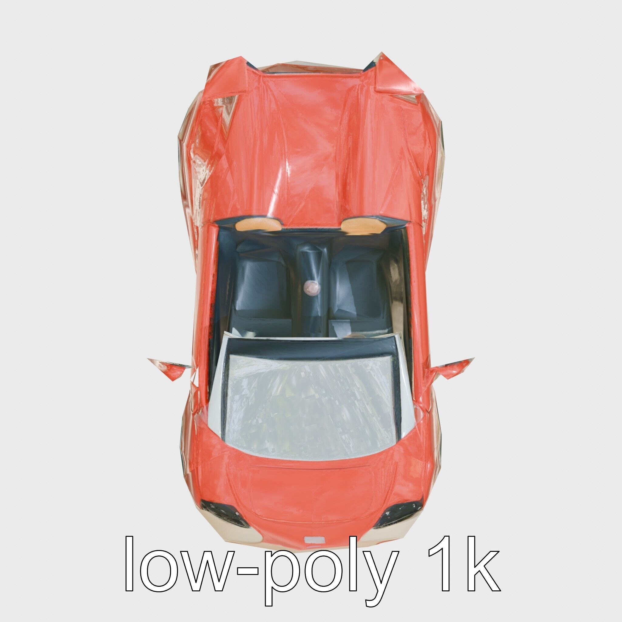 Futuristic Convertible Car Model with Aerodynamic Design Low-poly 3D model_25