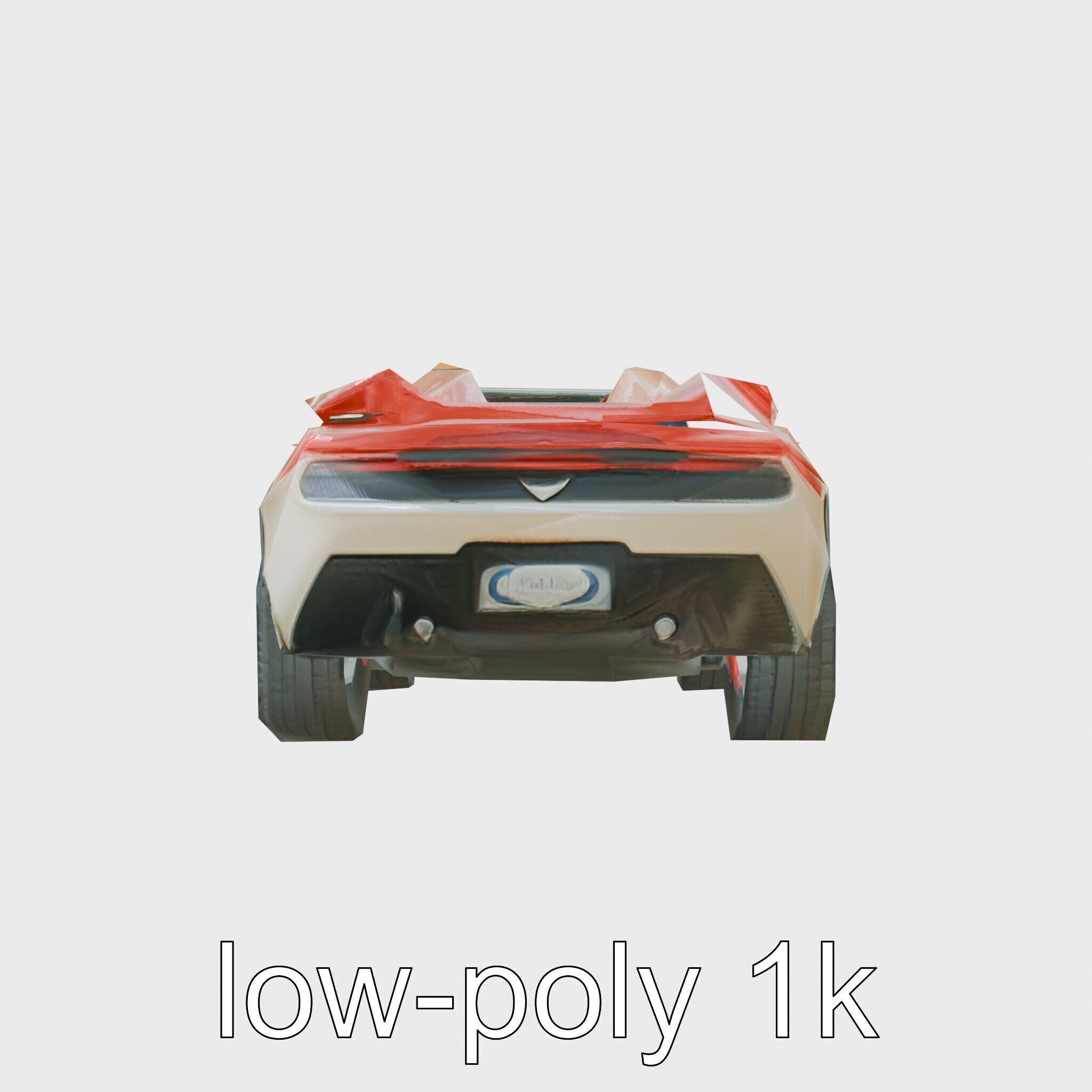 Futuristic Convertible Car Model with Aerodynamic Design Low-poly 3D model_4