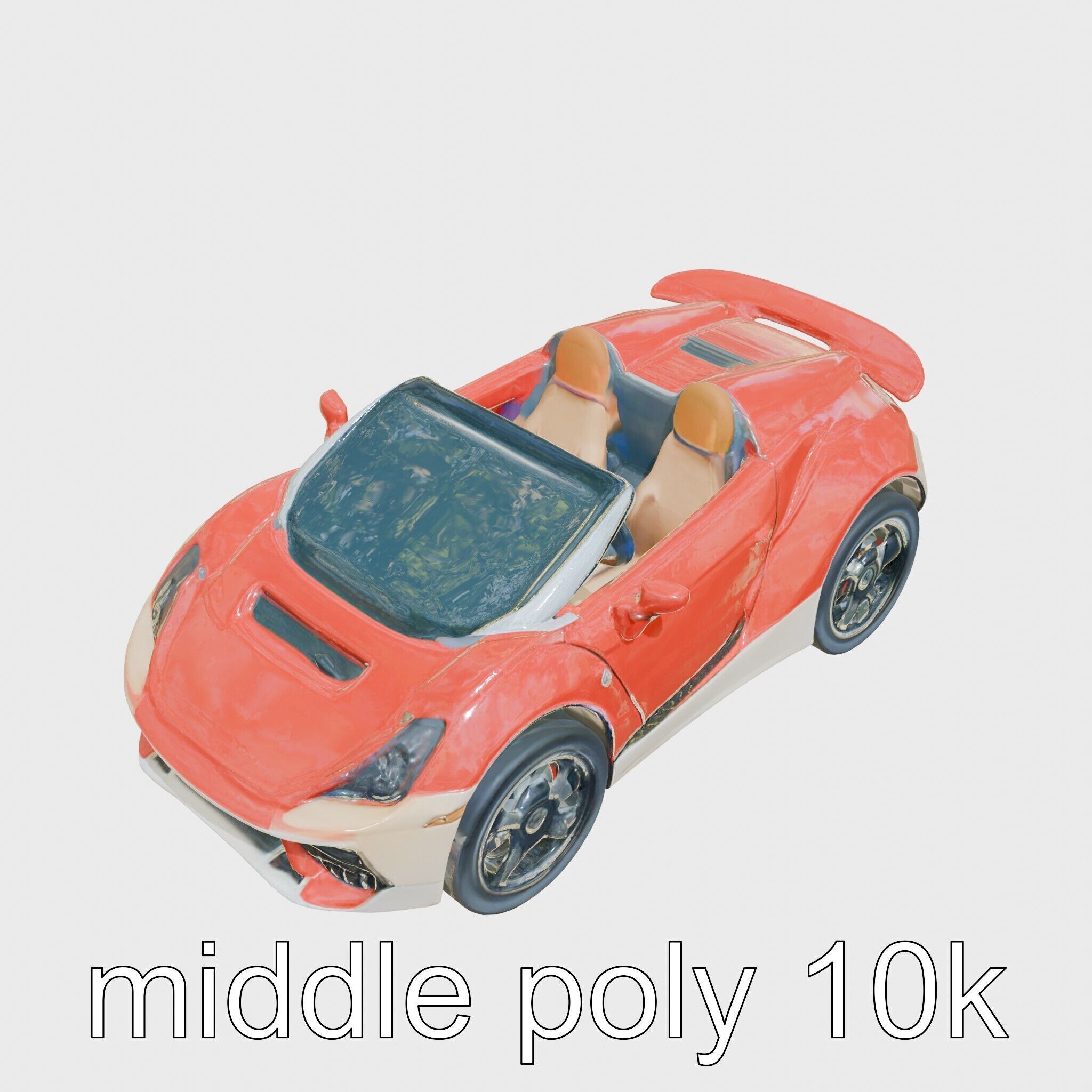 Futuristic Convertible Car Model with Aerodynamic Design Low-poly 3D model_8