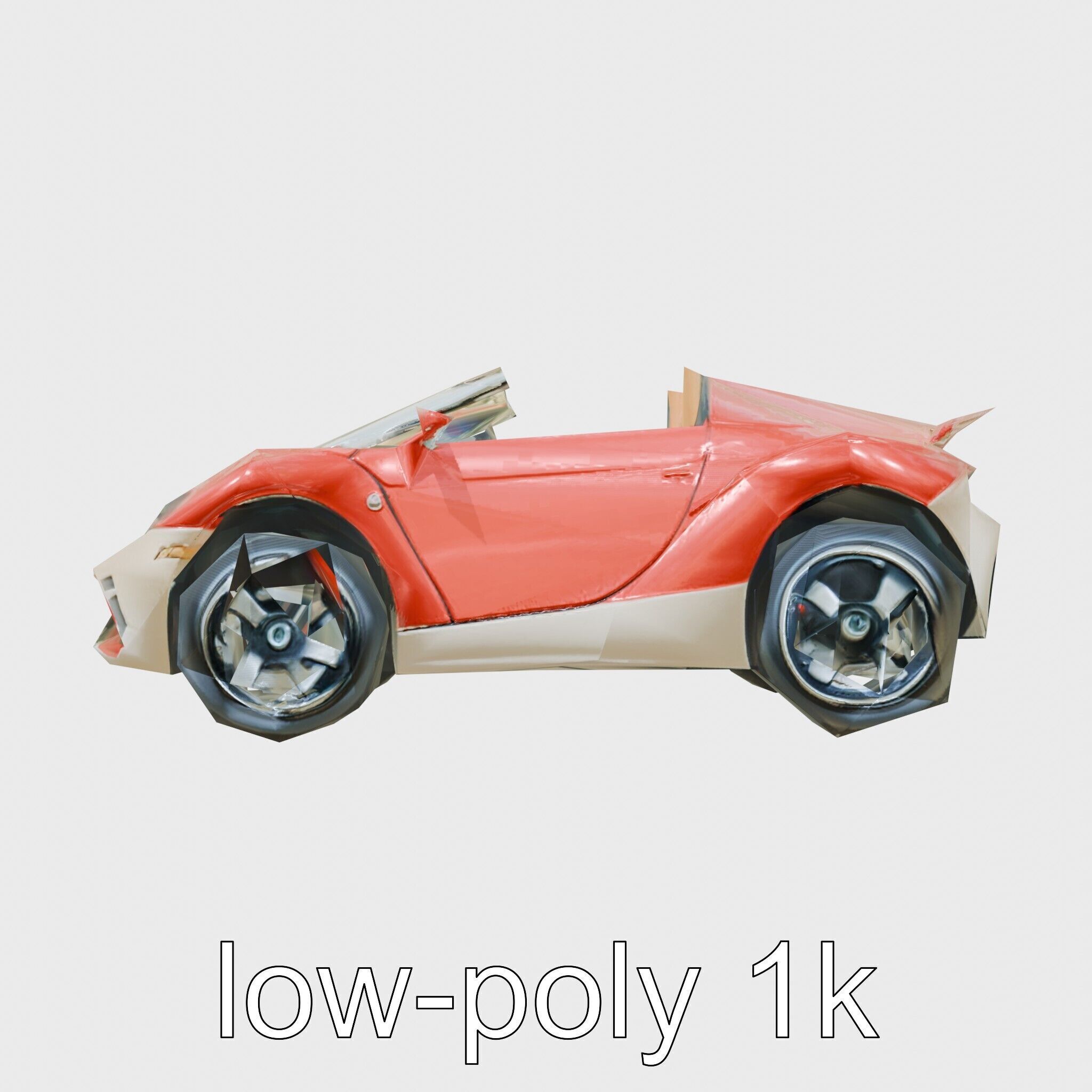 Futuristic Convertible Car Model with Aerodynamic Design Low-poly 3D model_19