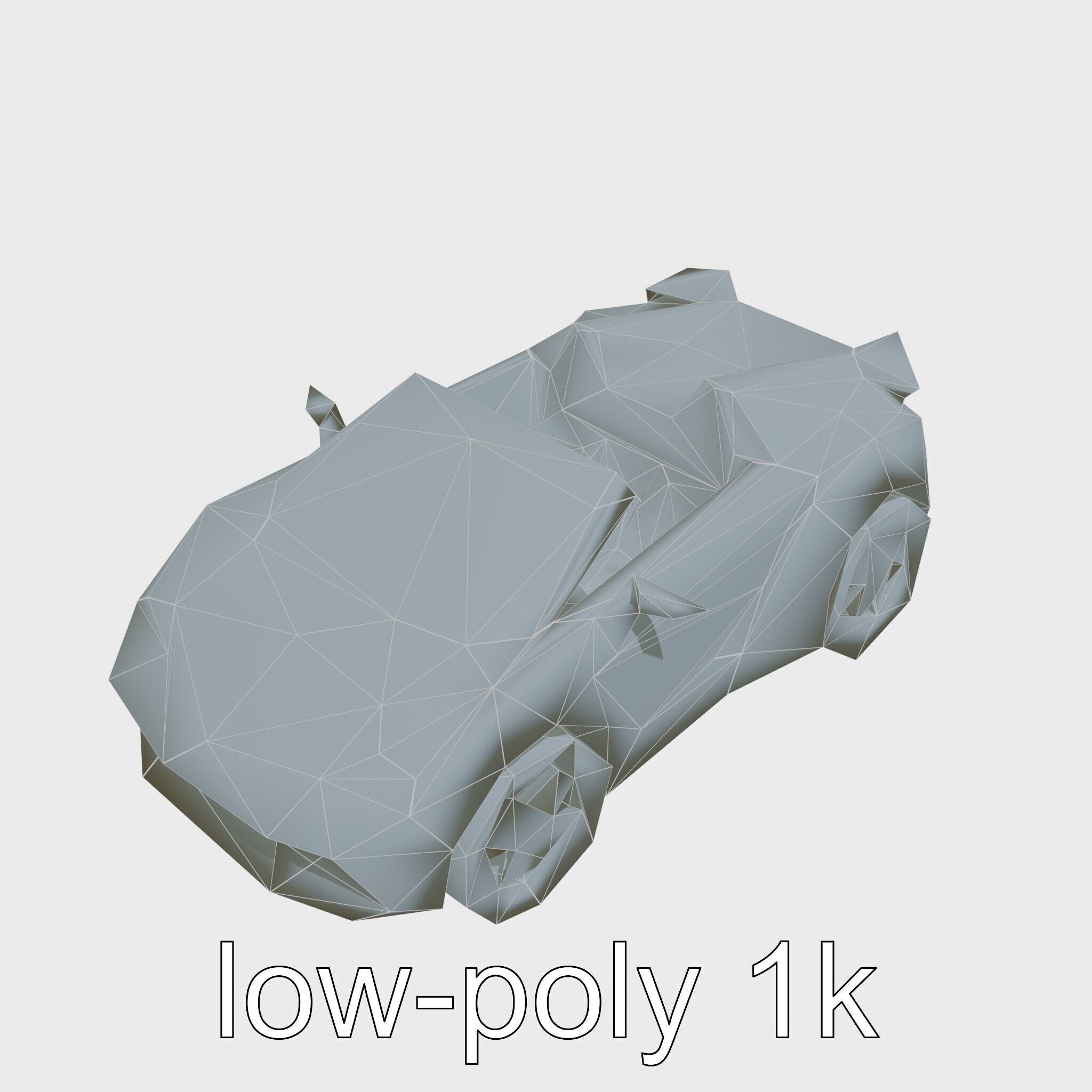 Futuristic Convertible Car Model with Aerodynamic Design Low-poly 3D model_10