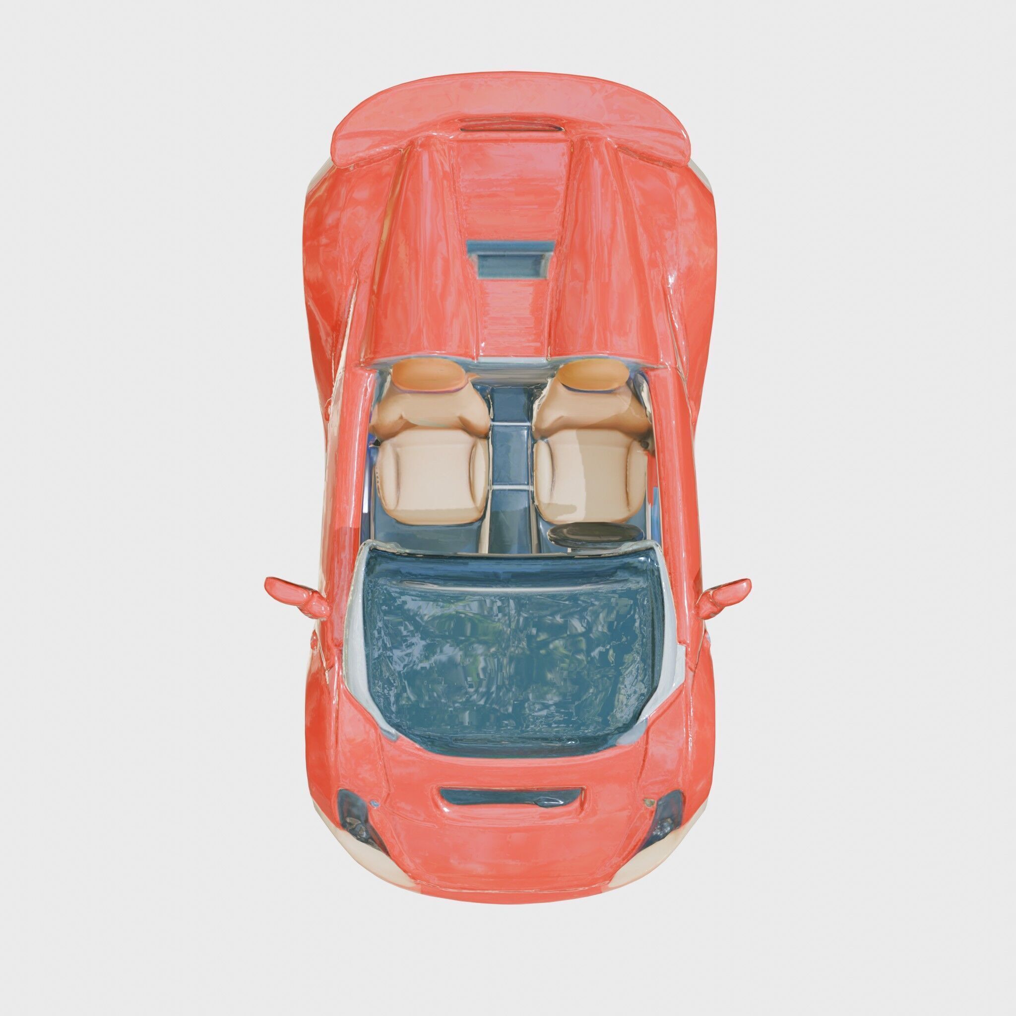 Futuristic Convertible Car Model with Aerodynamic Design Low-poly 3D model_18