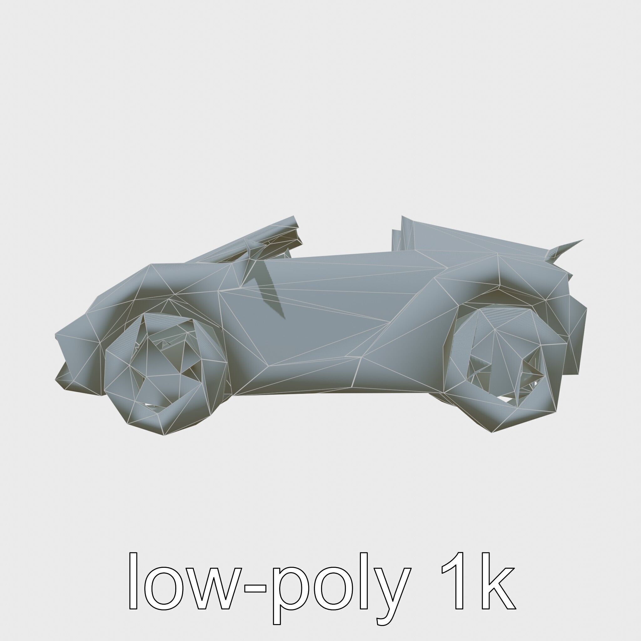 Futuristic Convertible Car Model with Aerodynamic Design Low-poly 3D model_11