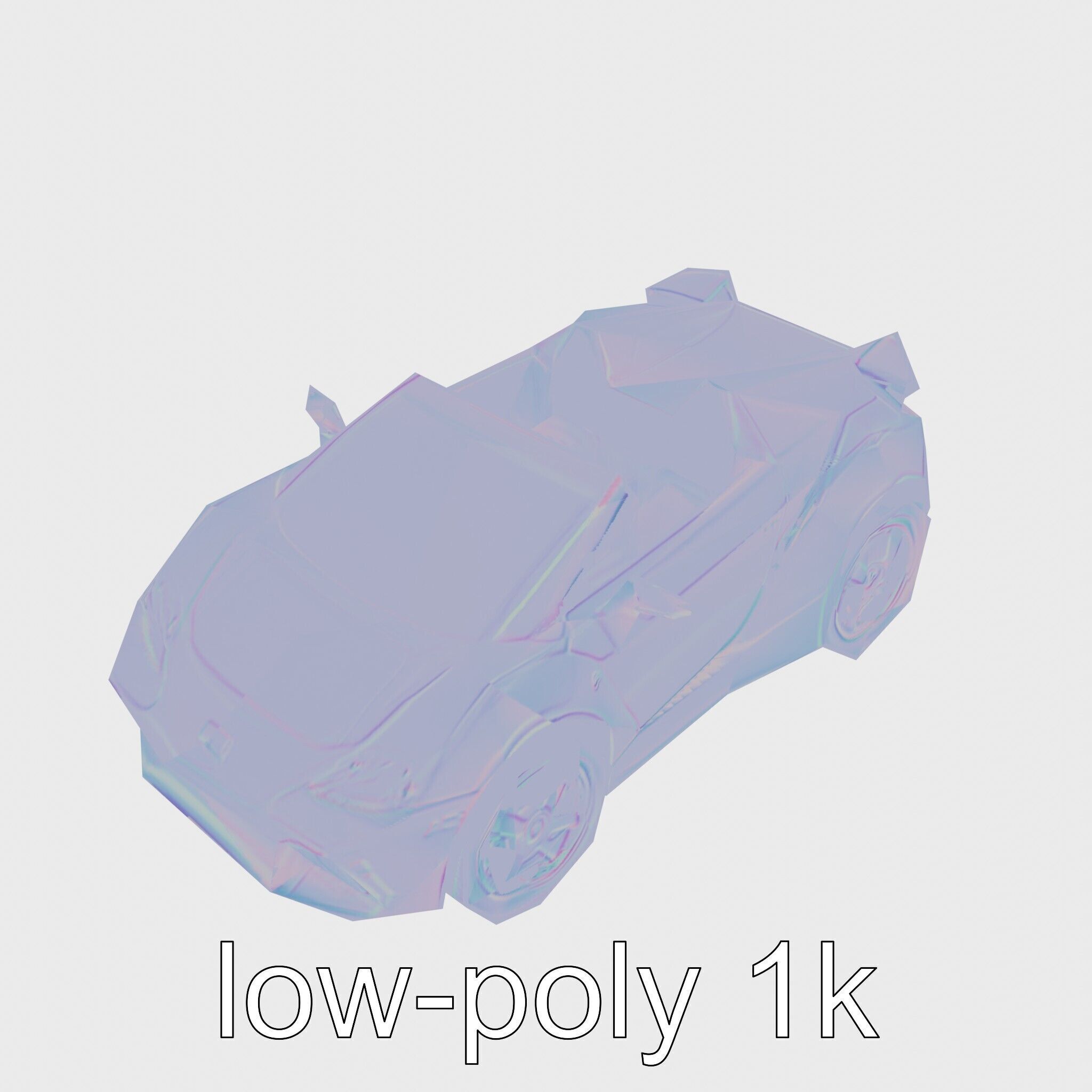 Futuristic Convertible Car Model with Aerodynamic Design Low-poly 3D model_16