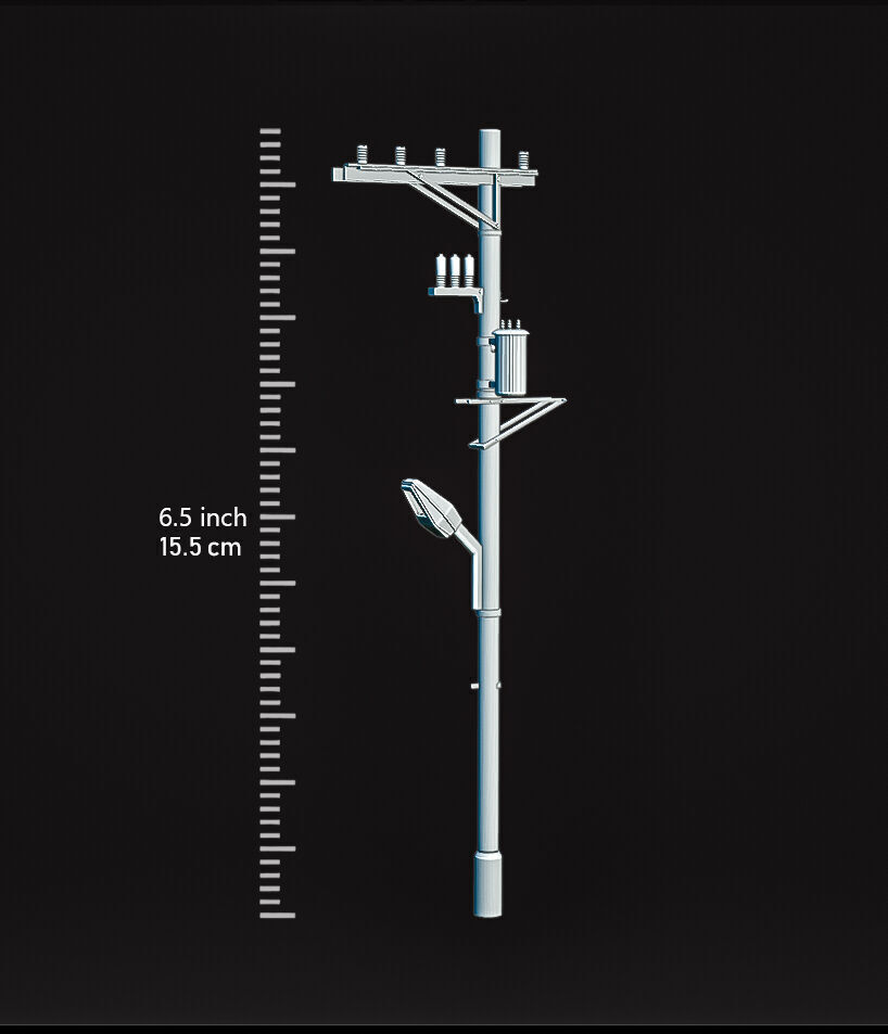 1-64 scale electric Utility Pole Type B 3D print model_5