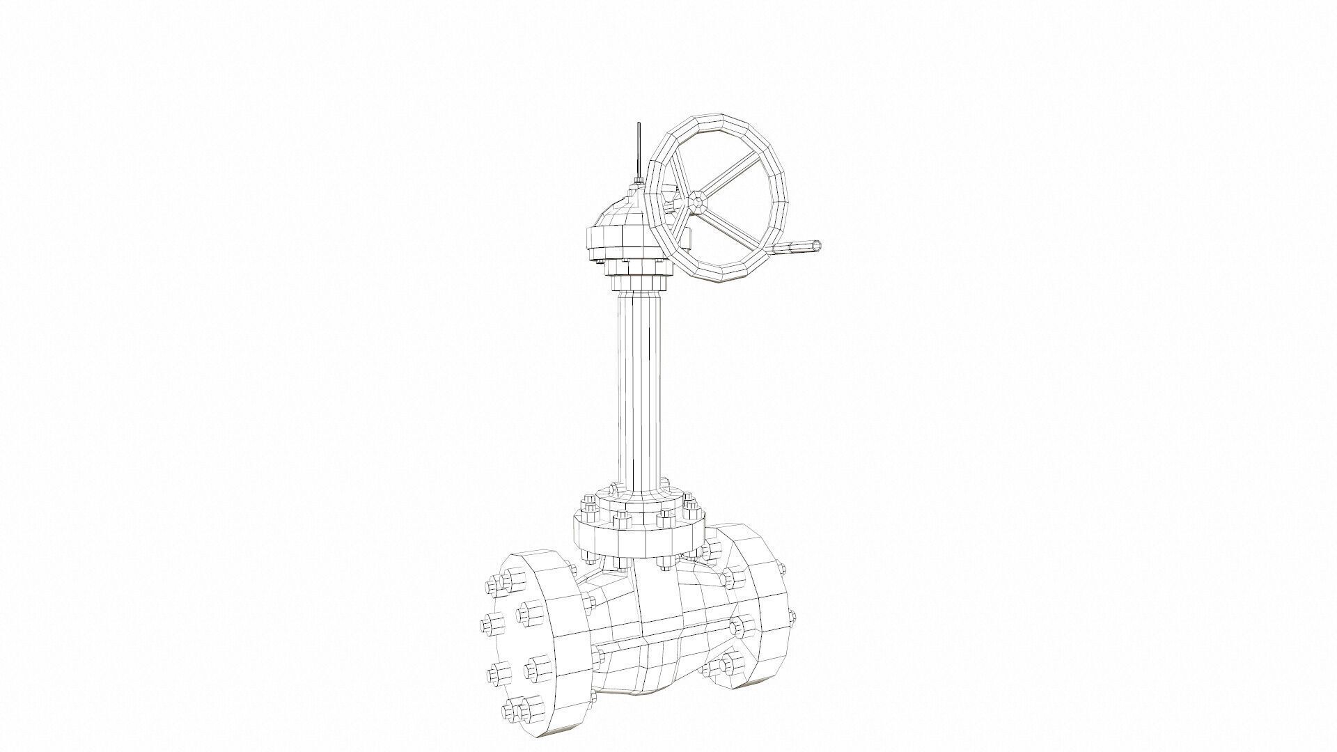Manual Valve Extended Low-poly 3D model_10