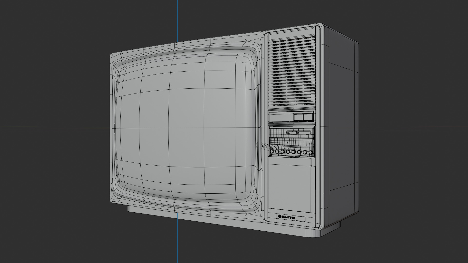 SANYO CTP-6208 CRT COLOR TELEVISION FROM 1980 Low-poly 3D model_8