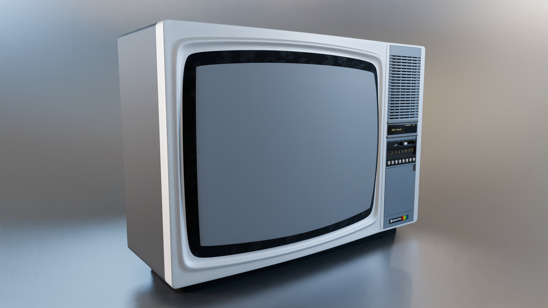 SANYO CTP-6208 CRT COLOR TELEVISION FROM 1980 Low-poly 3D model_5