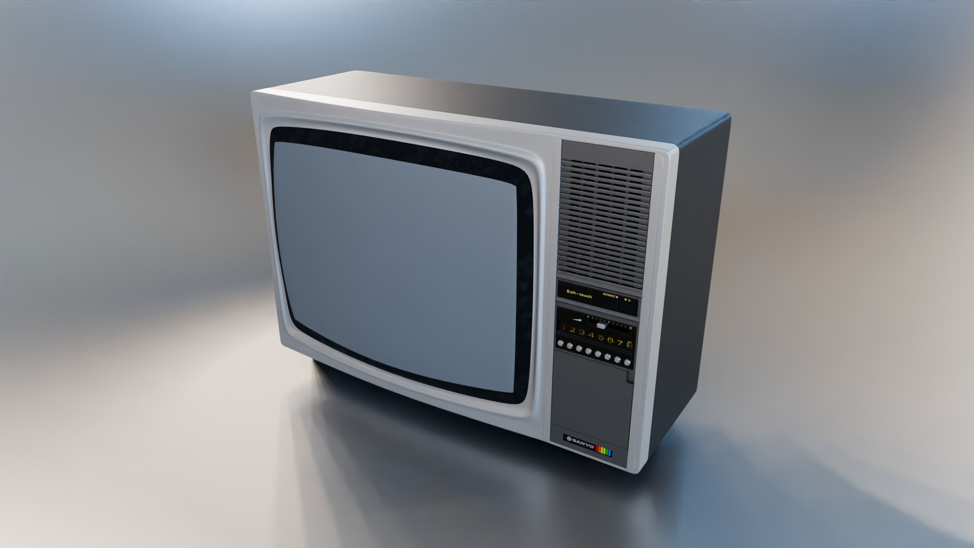 SANYO CTP-6208 CRT COLOR TELEVISION FROM 1980 Low-poly 3D model_6
