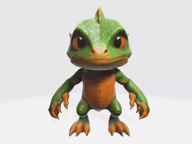 chibi lizard Low-poly 3D model_0