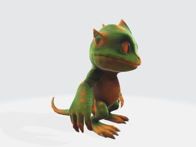 chibi lizard Low-poly 3D model_1