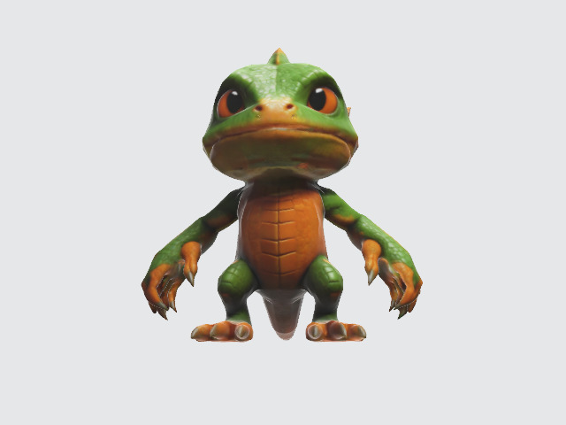 chibi lizard Low-poly 3D model_4