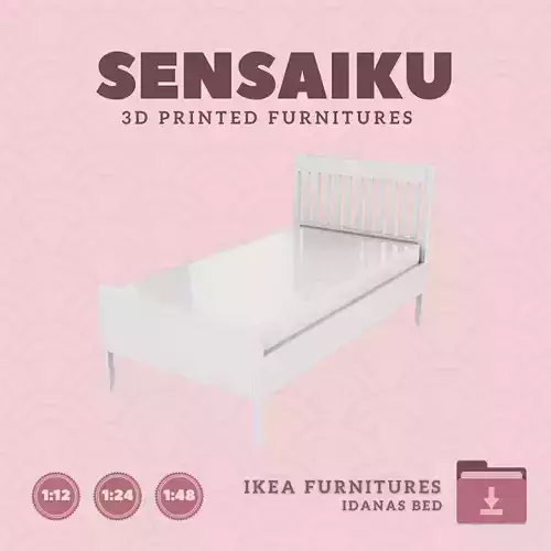 IDANAS Bedframe Twin Bed for Miniature Dollhouse IKEA 3D Print