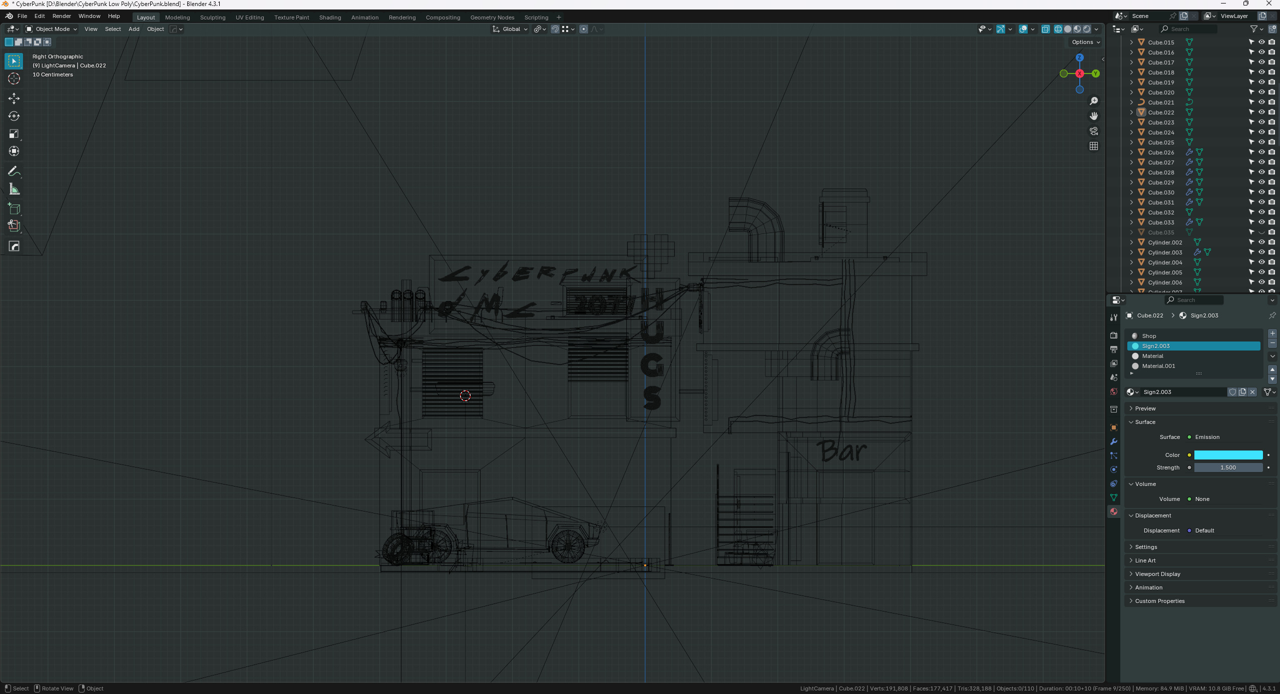 Cyberpunk-city 2077 with Tesla 3D model_7