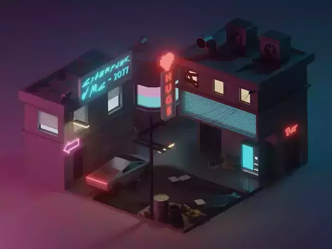 Cyberpunk-city 2077 with Tesla