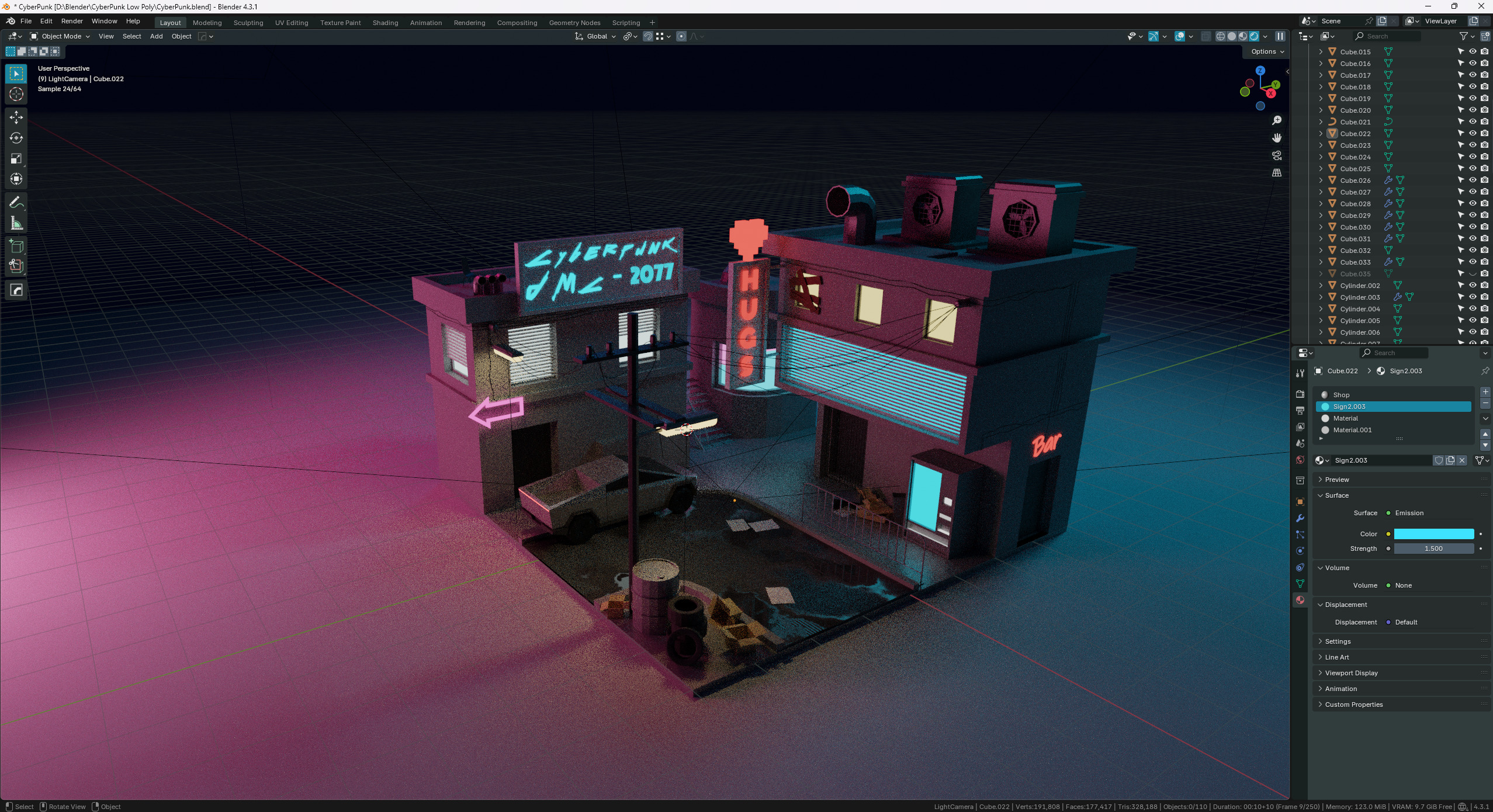 Cyberpunk-city 2077 with Tesla 3D model_1