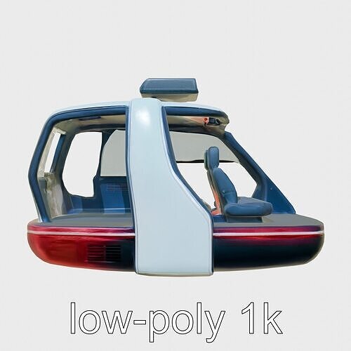 Futuristic Gravity Taxi 3D Model with Holographic Seating Low-poly 3D model