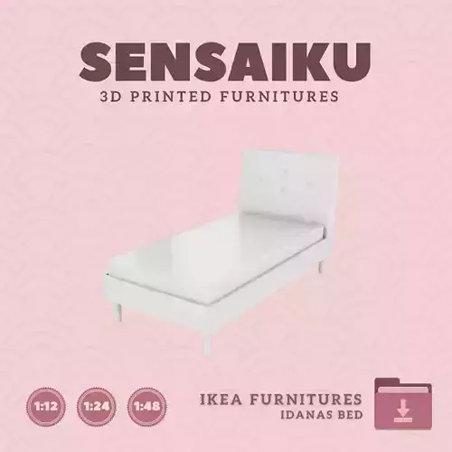 IDANAS Upholstered Twin Bed Frame Dollhouse IKEA 3D Print