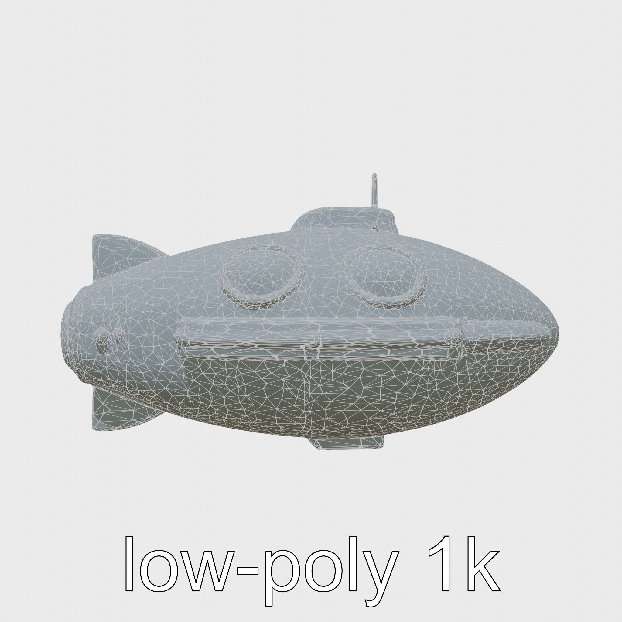 Futuristic Underwater Taxi Submarine with Green Portholes Low-poly 3D model_25