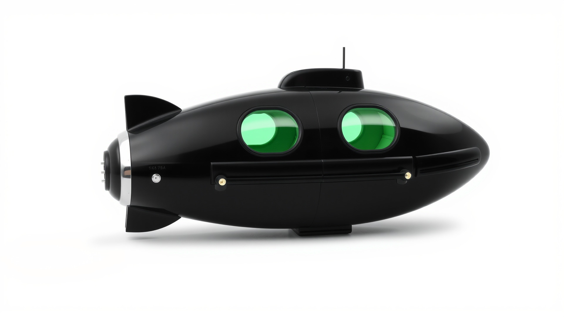 Futuristic Underwater Taxi Submarine with Green Portholes Low-poly 3D model_3