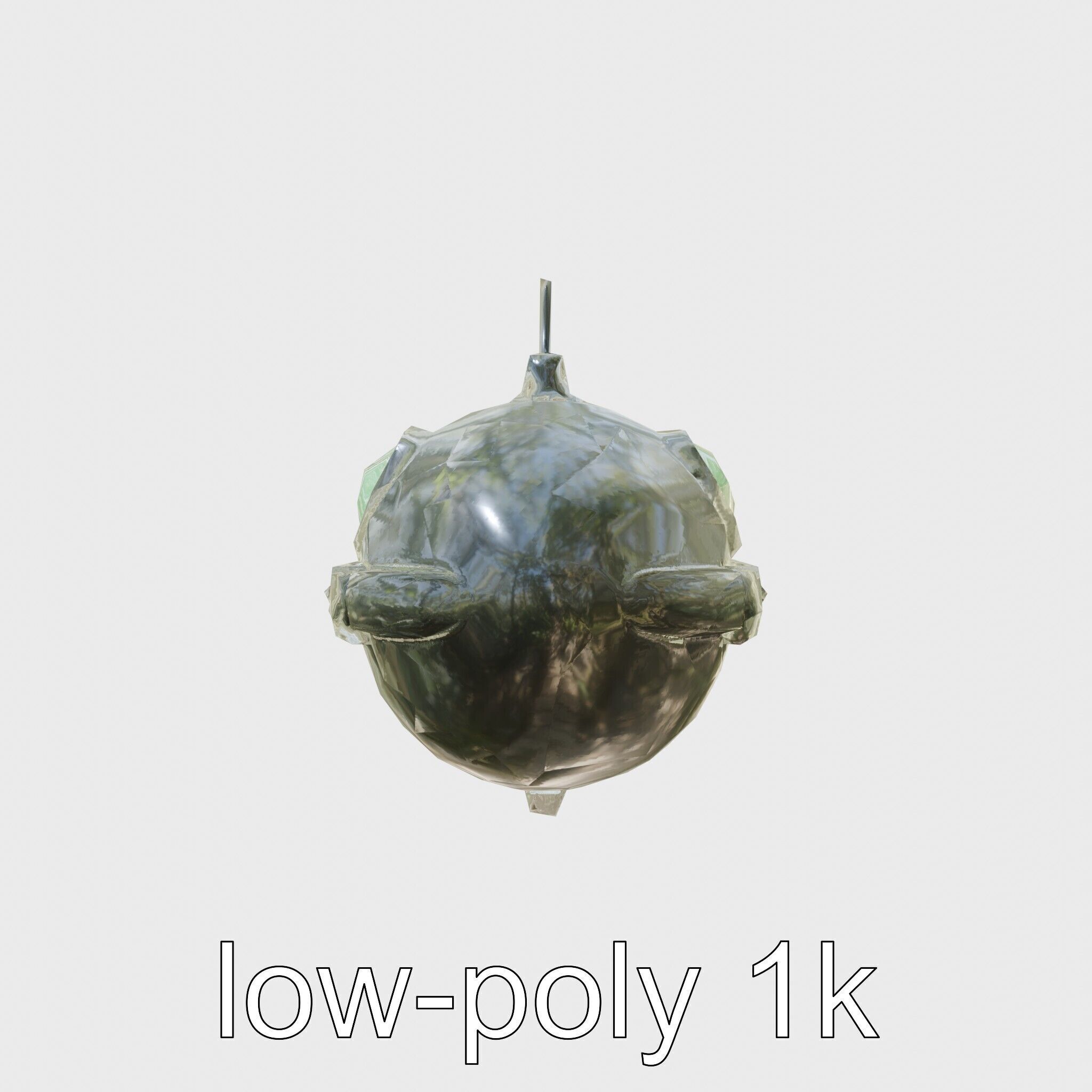 Futuristic Underwater Taxi Submarine with Green Portholes Low-poly 3D model_19