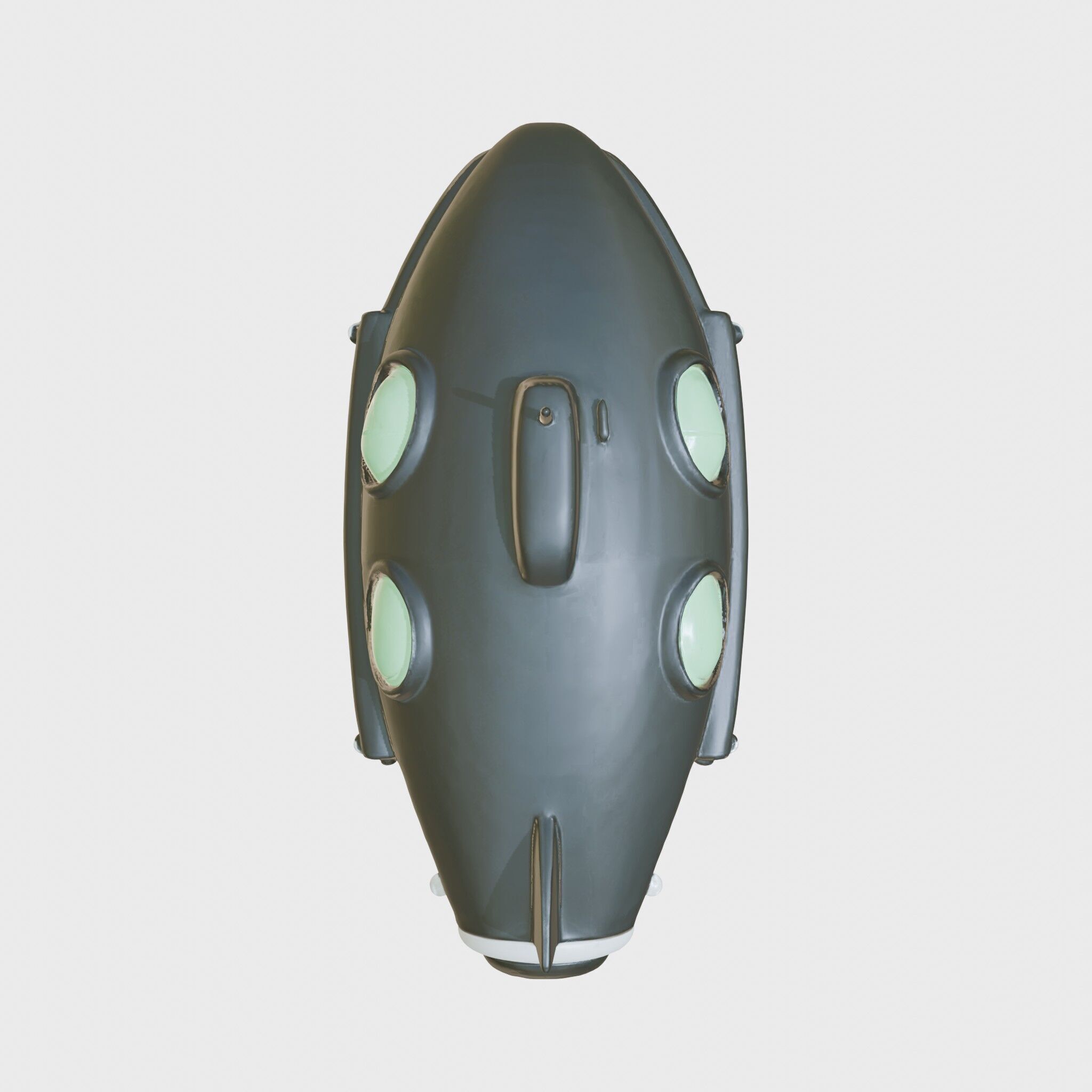 Futuristic Underwater Taxi Submarine with Green Portholes Low-poly 3D model_23