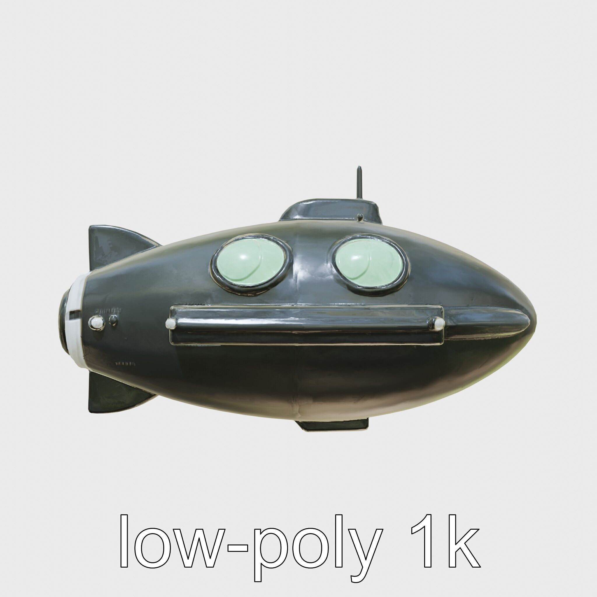Futuristic Underwater Taxi Submarine with Green Portholes Low-poly 3D model_30