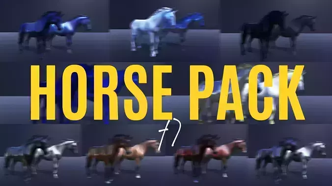 Horse Pack  3D Model with Animations  17 Material Variations