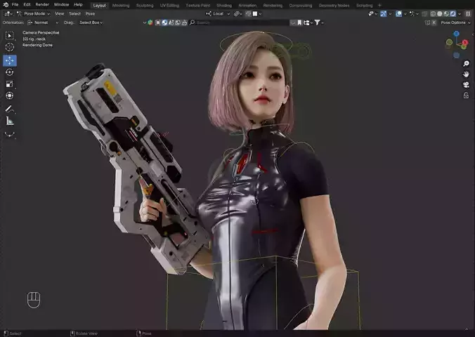 Cyber Girl Fully Rigged Free 3D model Free 3D model