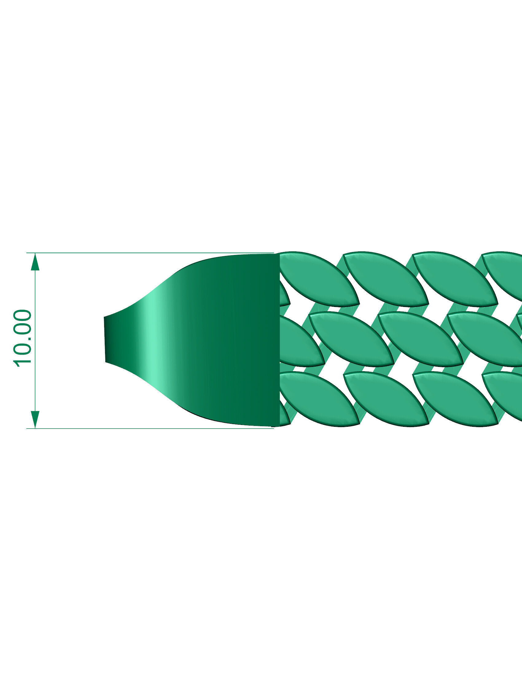 10MM 3 LINE PEARL CUBAN BRACELET READY TO PRINT FULL BRACELET  3D print model_1