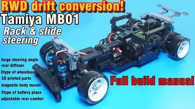 Tamiya MB01 RWD drift car conversion kit  3D print model