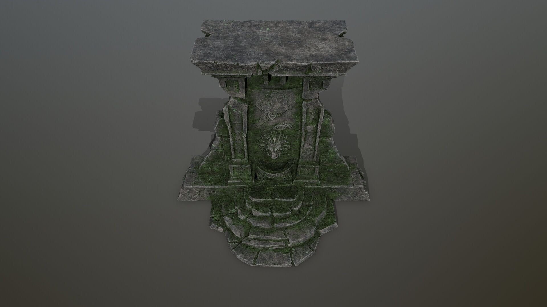 Lion fountain Low-poly 3D model_13