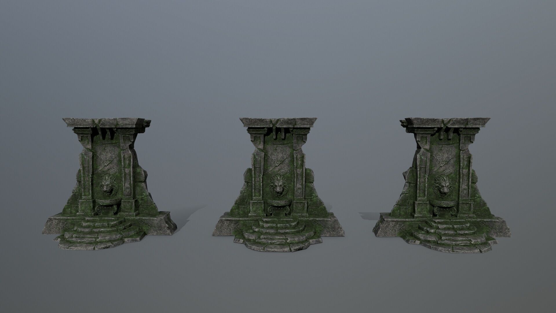 Lion fountain Low-poly 3D model_15