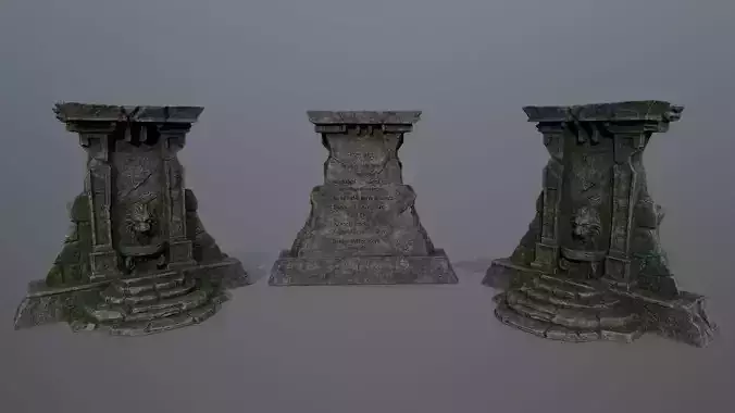Lion fountain Low-poly 3D model