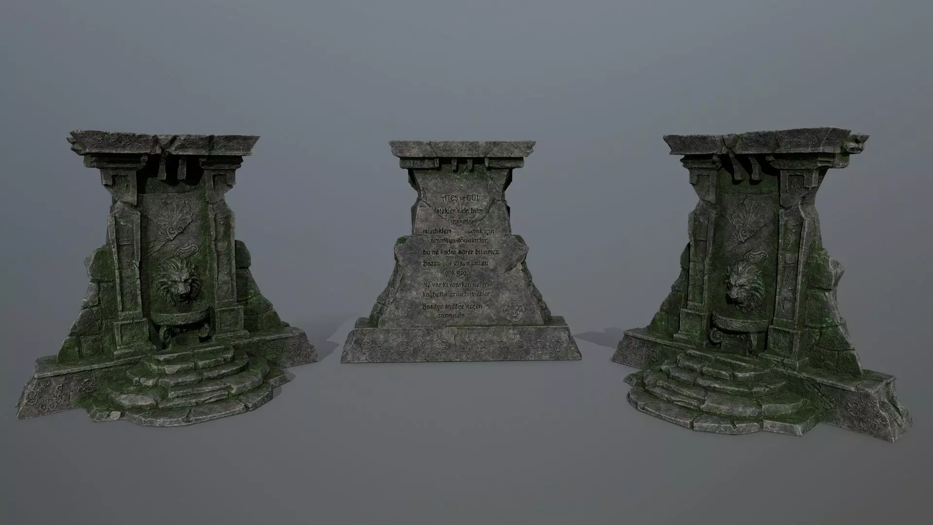 Lion fountain Low-poly 3D model_0