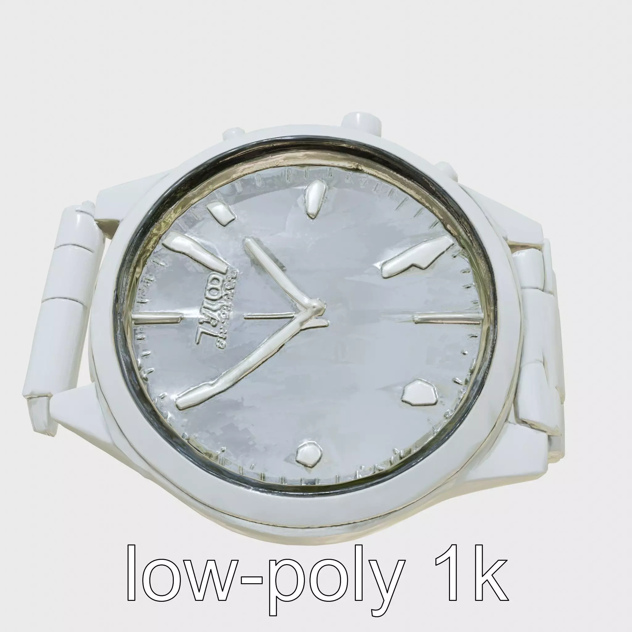 Elegant Chrome Wristwatch with Black Face and Stainless Steel... Low-poly 3D model