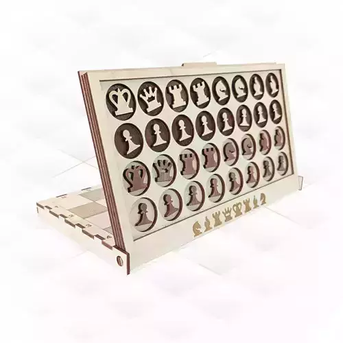 Chess set with board laser cut pattern board game 3D print model