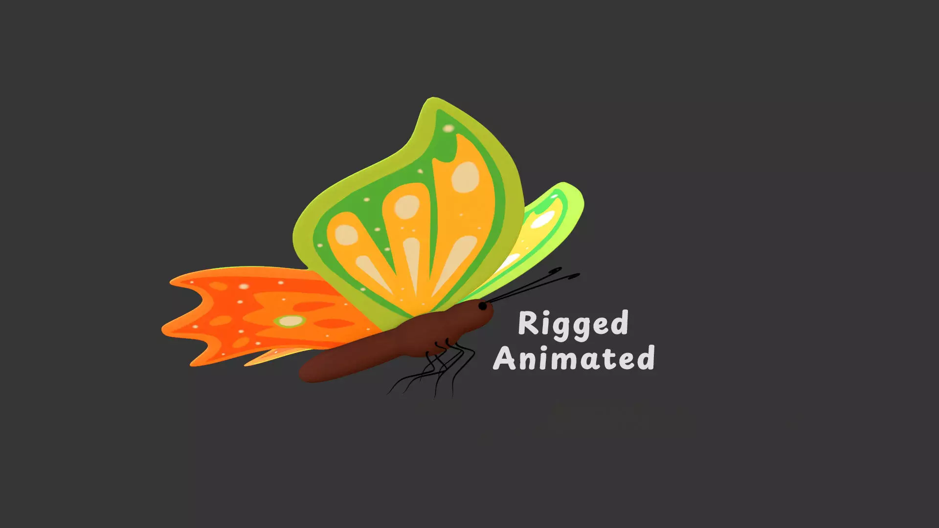 Butterfly Wing Flapping 5 Animated Low-poly 3D model