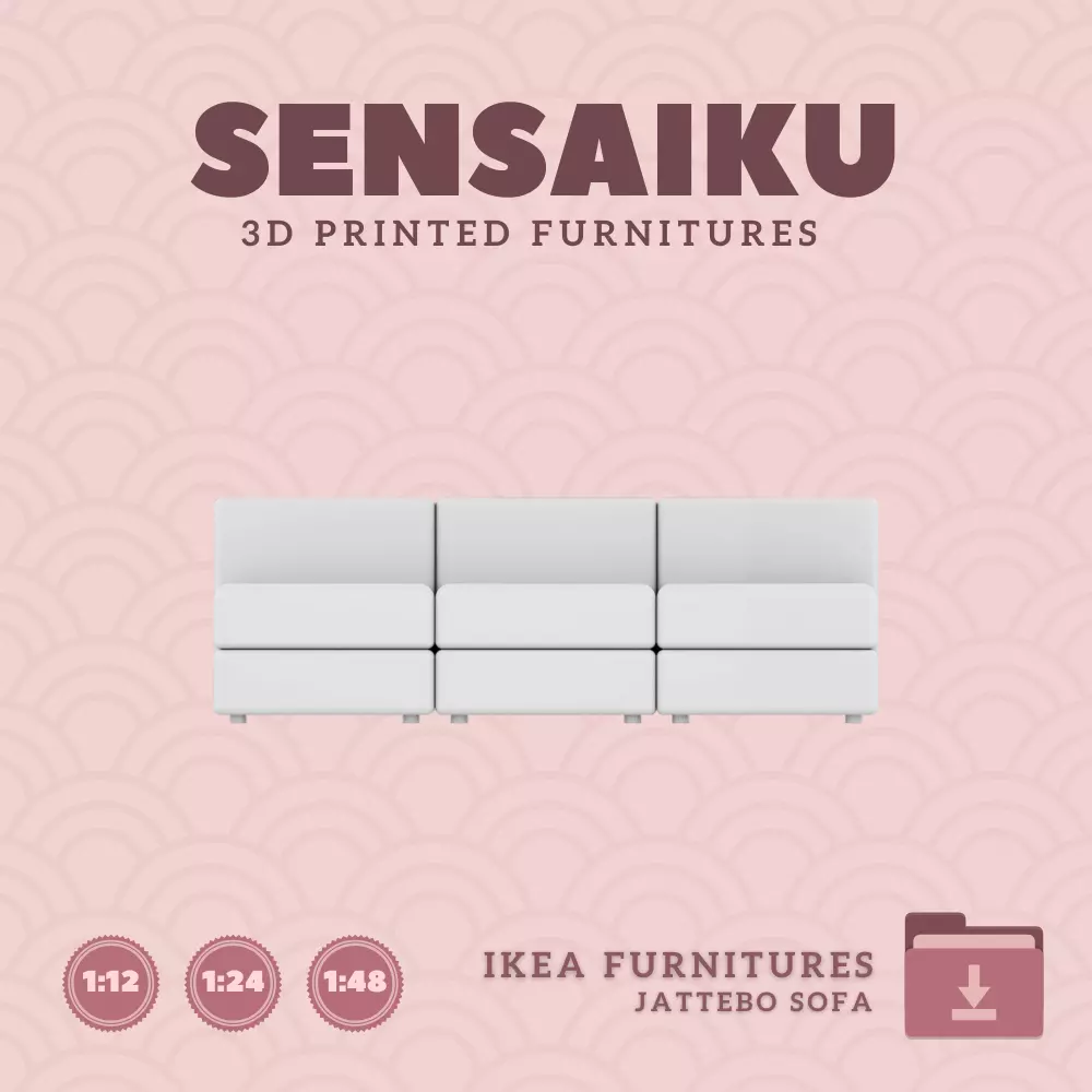 JATTEBO 3 Seat Mod Sofa for Mini Dollhouse IKEA 3D Print 3D print model
