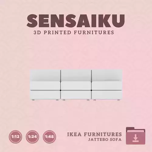 JATTEBO 3 Seat Mod Sofa for Mini Dollhouse IKEA 3D Print