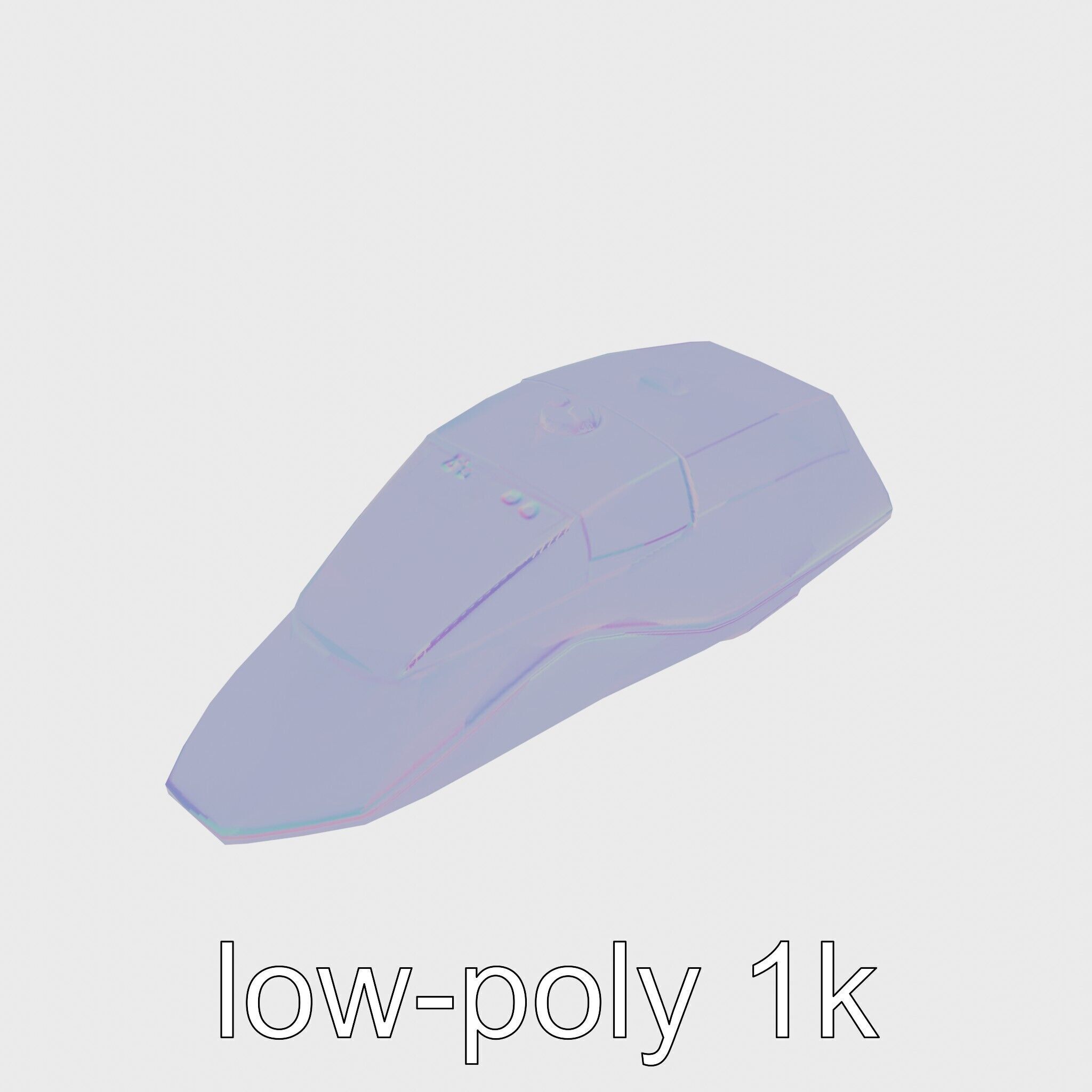 Space Taxi Meteor Dark Gray Asymmetric Design Low-poly 3D model_13