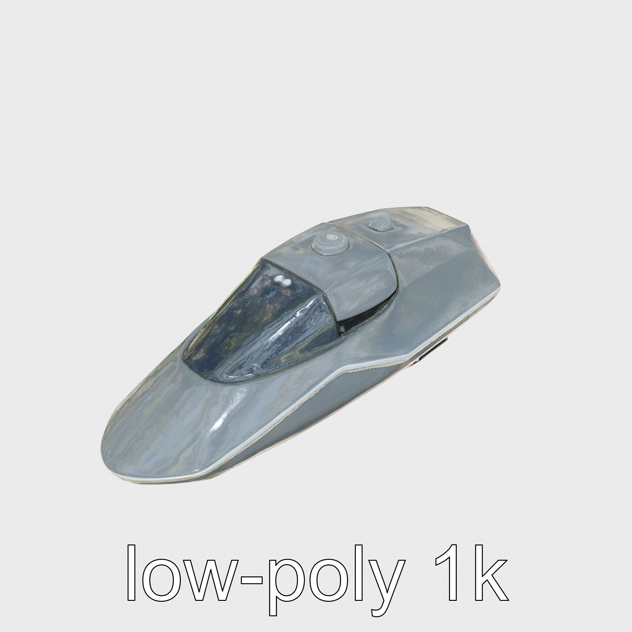 Space Taxi Meteor Dark Gray Asymmetric Design Low-poly 3D model_9