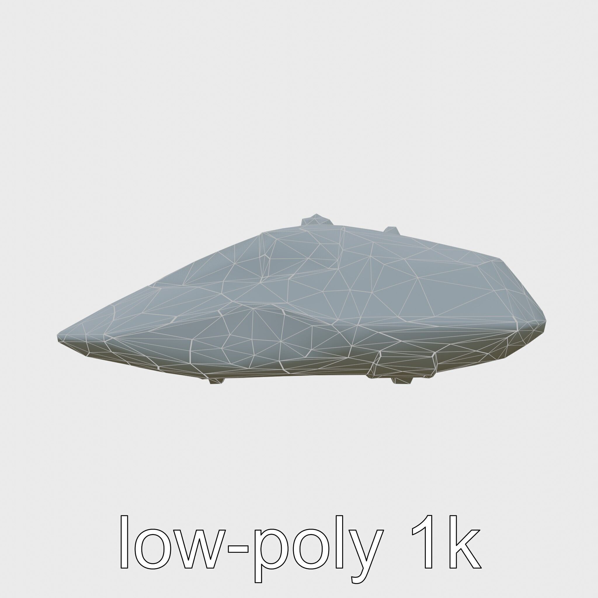 Space Taxi Meteor Dark Gray Asymmetric Design Low-poly 3D model_15