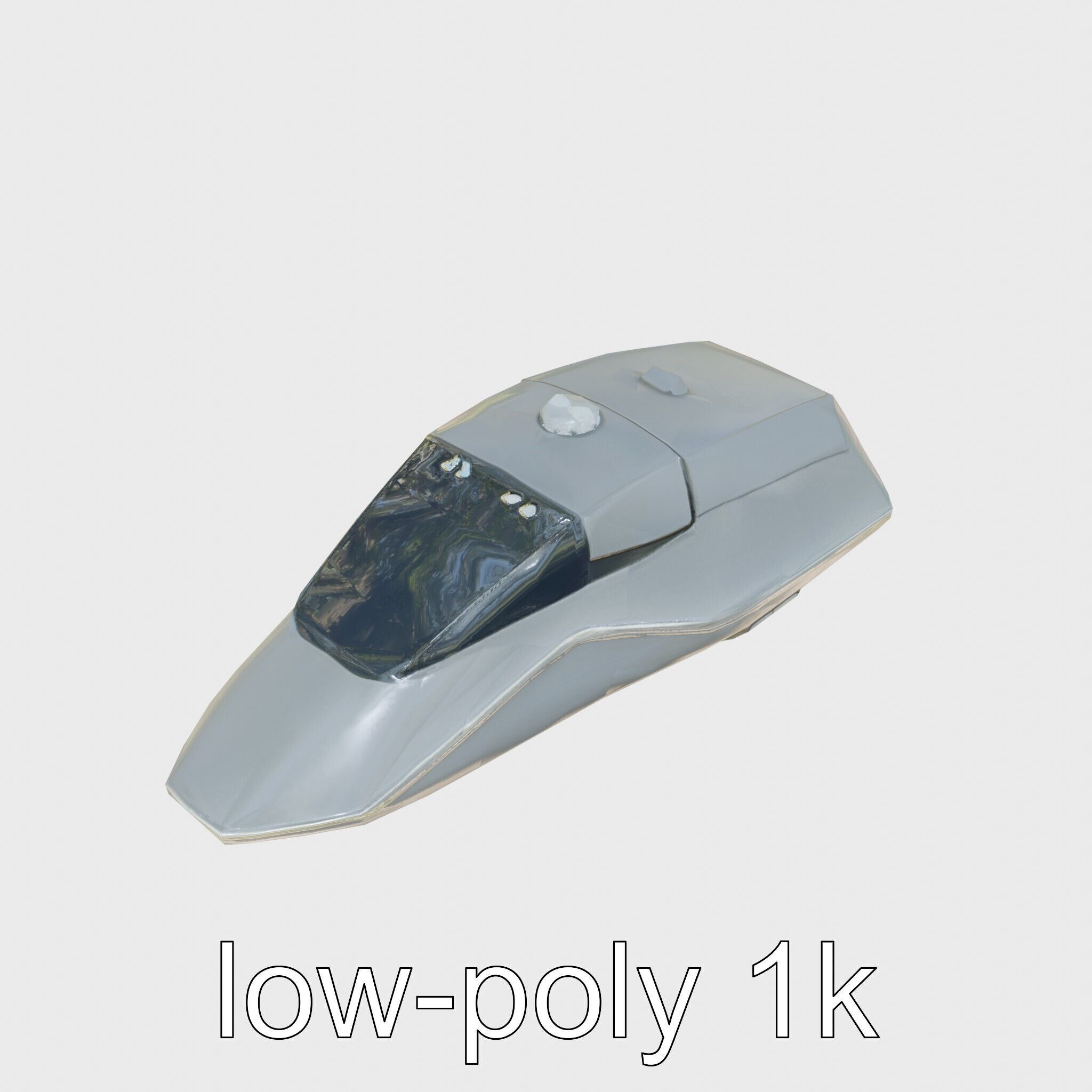 Space Taxi Meteor Dark Gray Asymmetric Design Low-poly 3D model_20